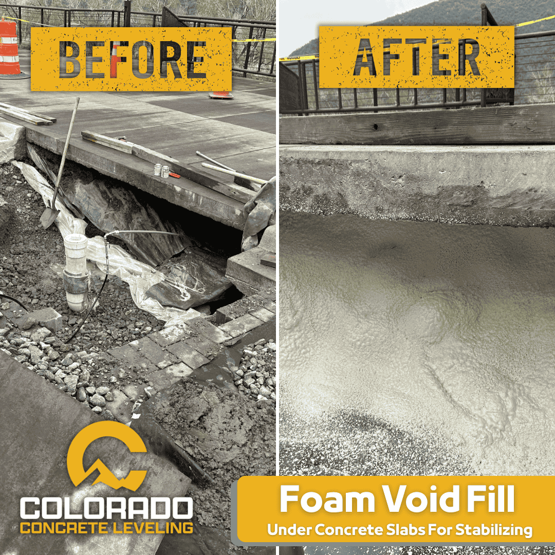 Before & After Foam Void Fill Under Concrete Services