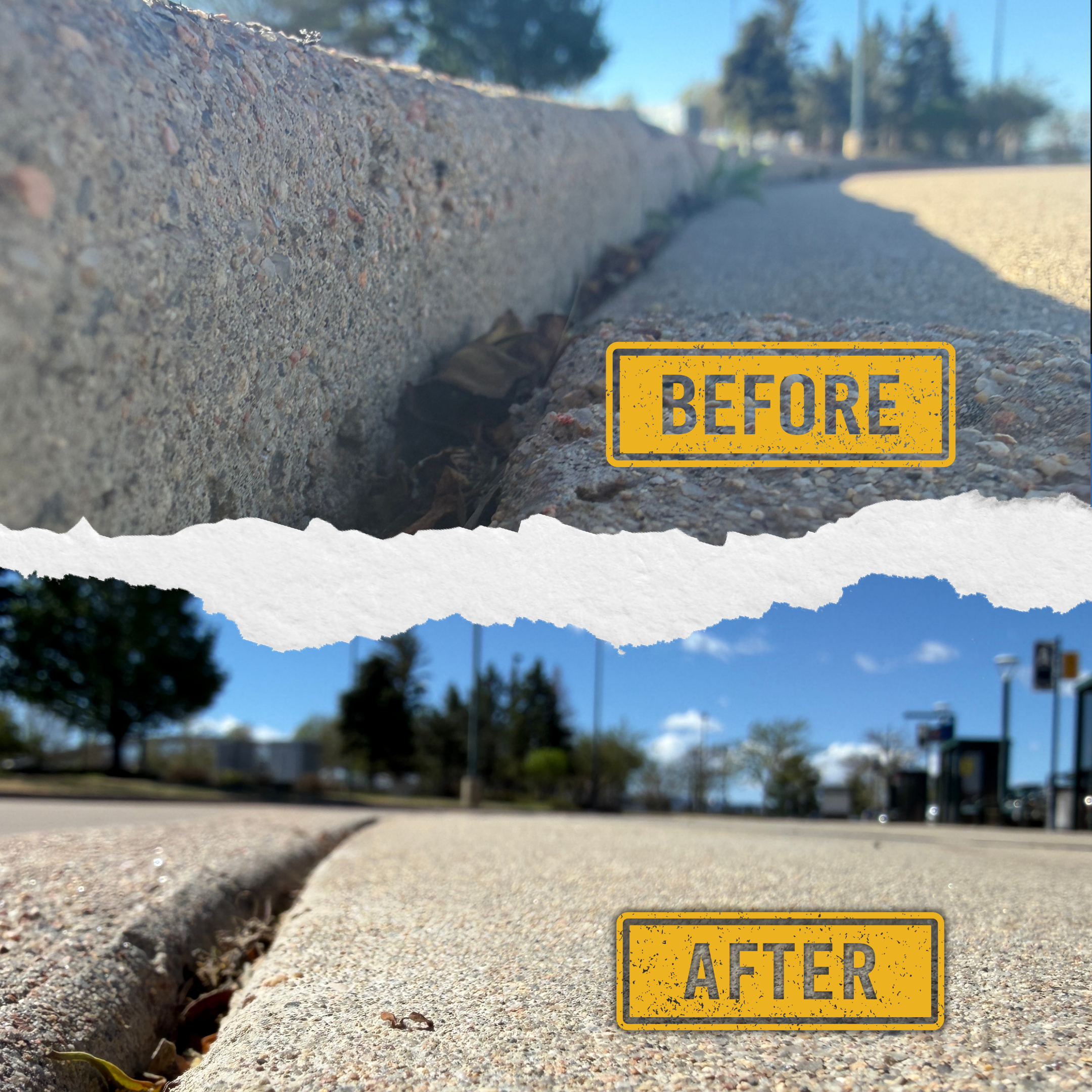 Before & After Poly Sidewalk Trip Hazzard Repair - Colorado Concrete Leveling