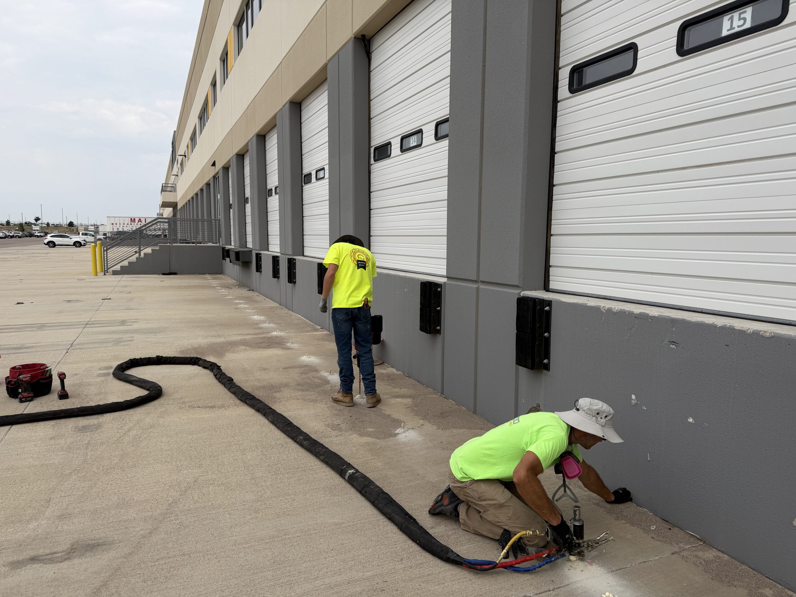 Repairing loading dock concrete leveling