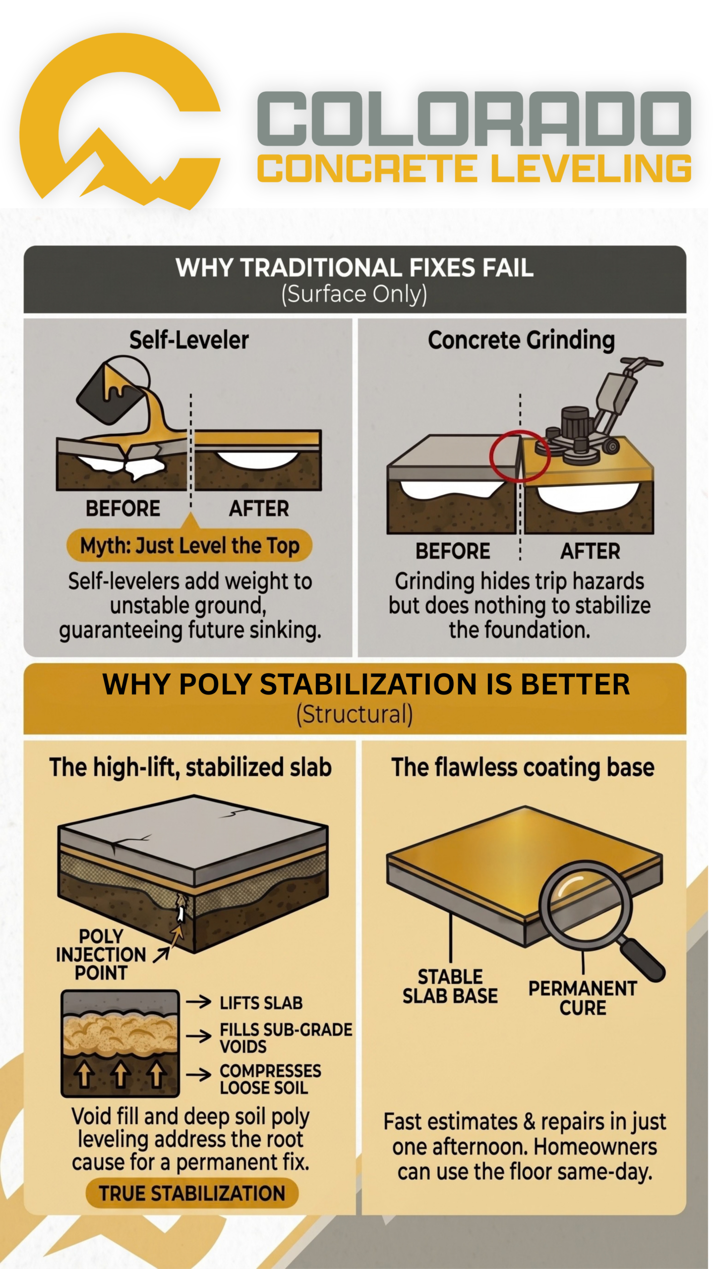 Poly Vs Self-Leveler & Grinding: Why You Shouldn't Use Self-Leveler Or Grind Concrete Before a Decorative Epoxy Finish